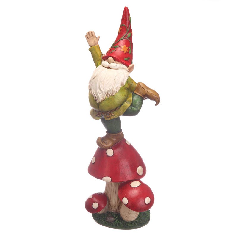 Topadorn Vegetable Garden Gnome Standing on Mushroom, Outdoor Decor for Yard & Patio, Funny Christmas & Holiday Statue Gift - Image 1